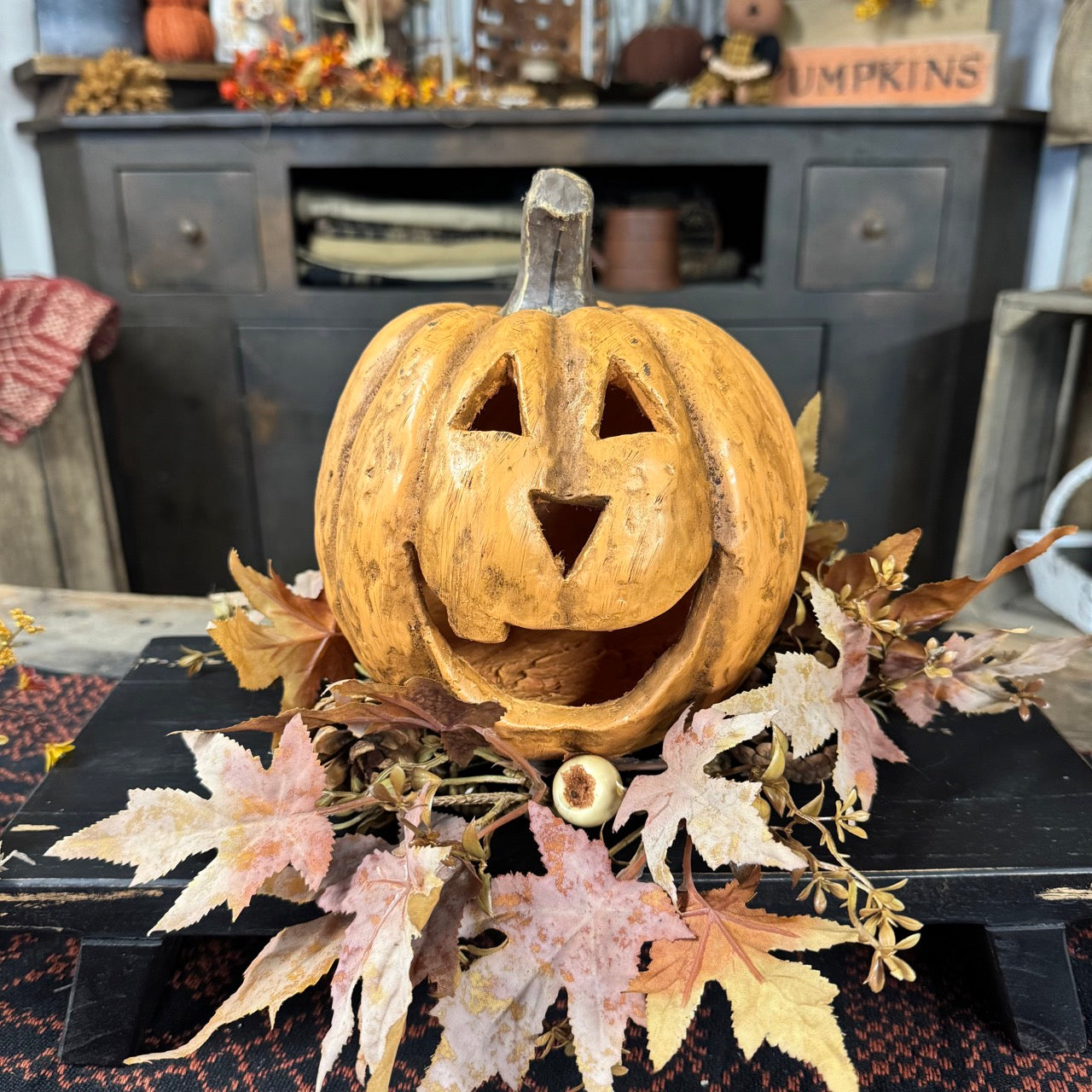 Terracotta Pumpkin Face - Medium