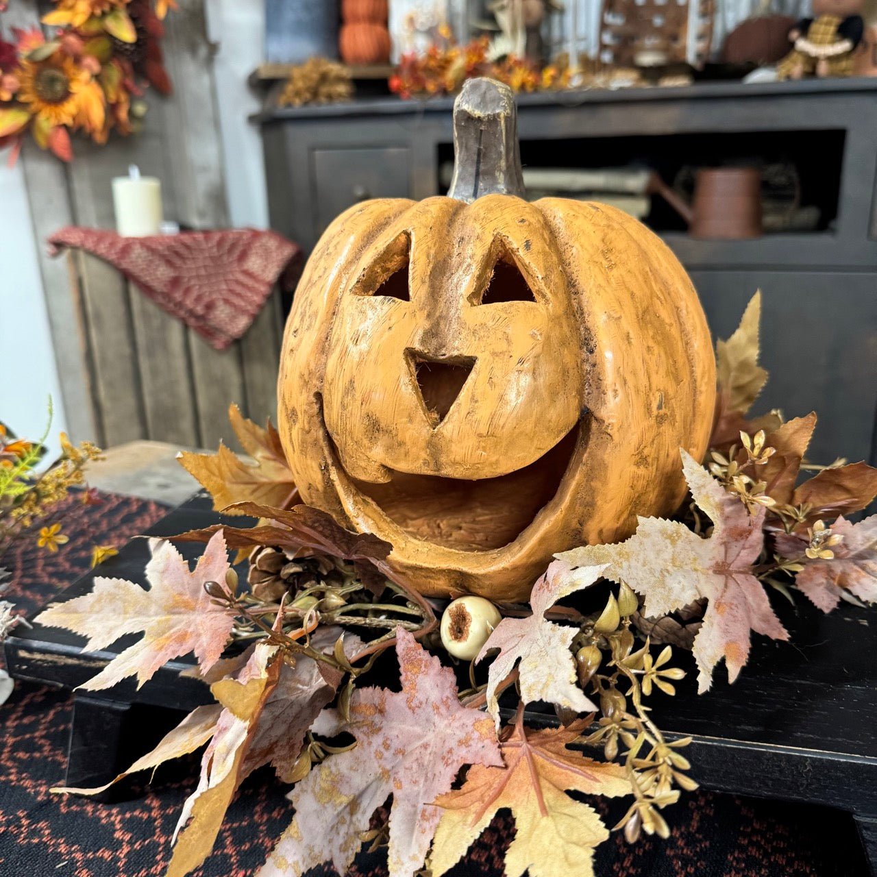 Terracotta Pumpkin Face - Medium