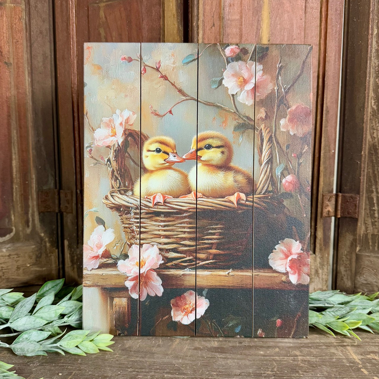 Ducks in a Basket - Wood Sign