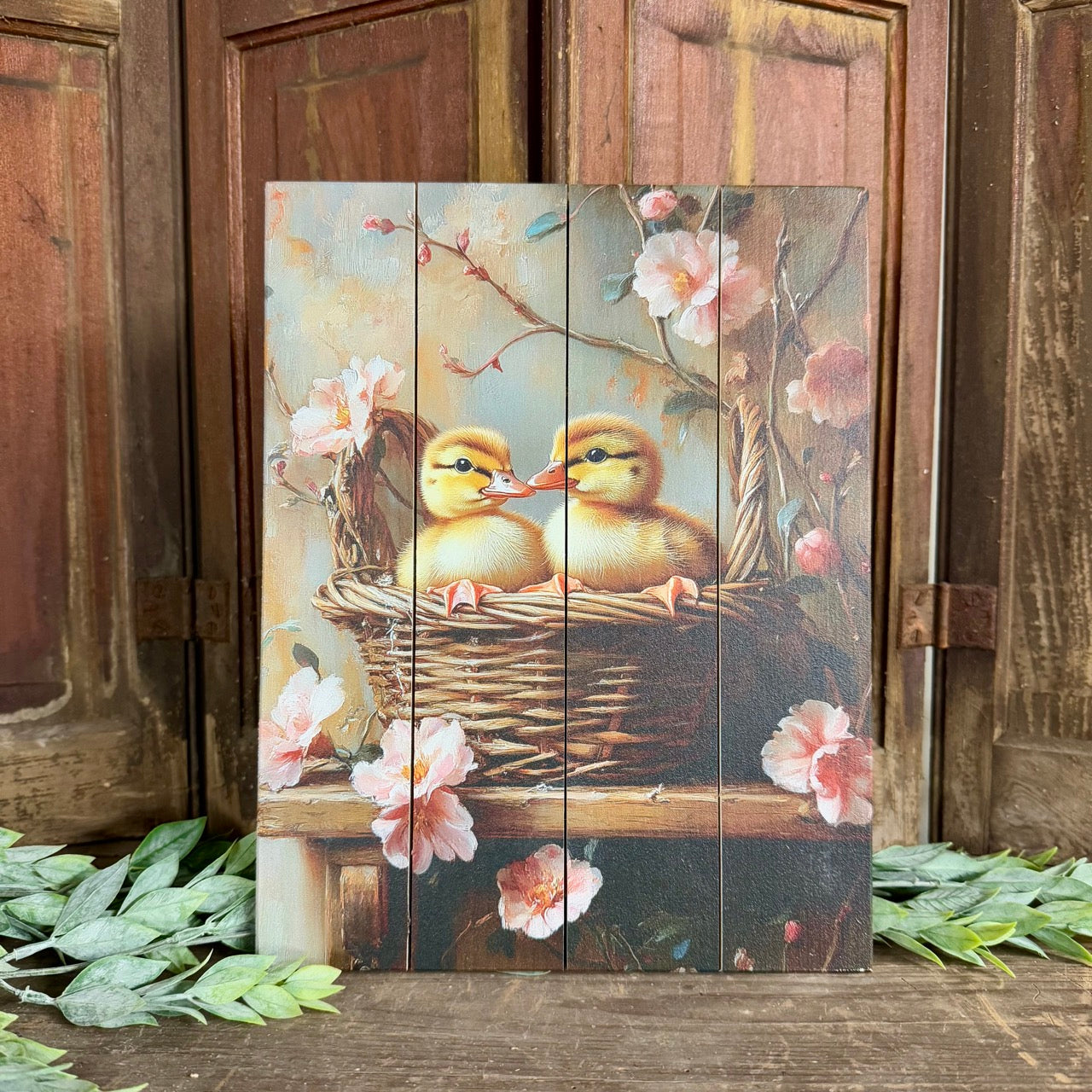 Ducks in a Basket - Wood Sign