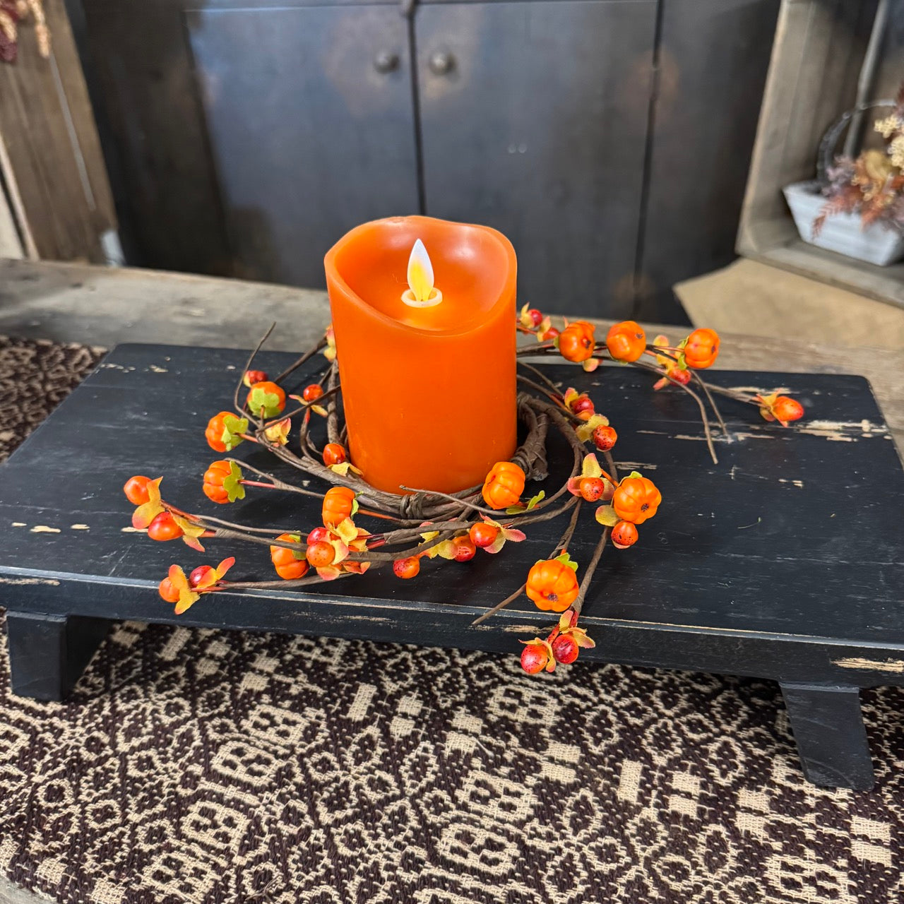 Pumpkin Candle and Candle Ring Set