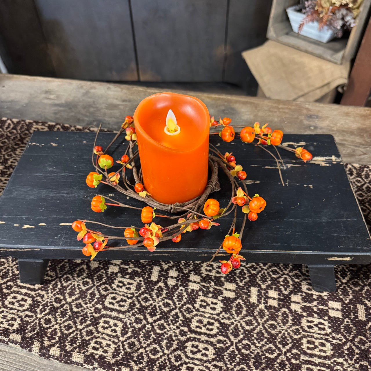 Pumpkin Candle and Candle Ring Set
