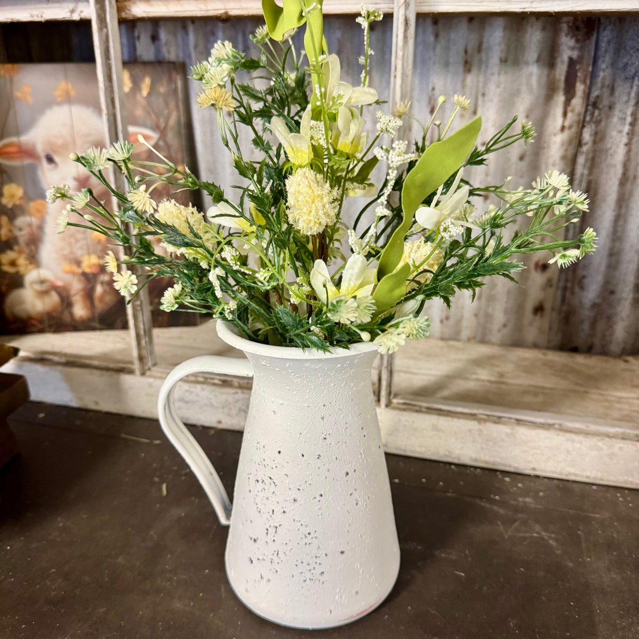 White Lily Flower w/Pitcher Set