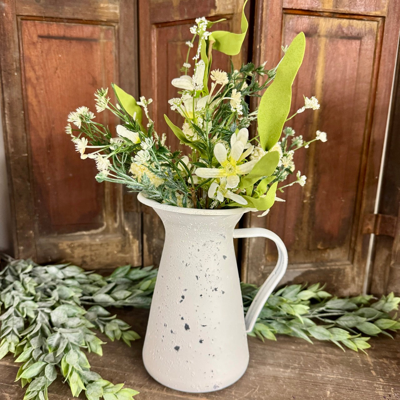 White Lily Flower w/Pitcher Set