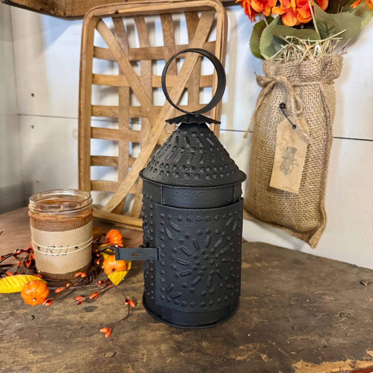 Little Farmhouse Lantern -Textured Black