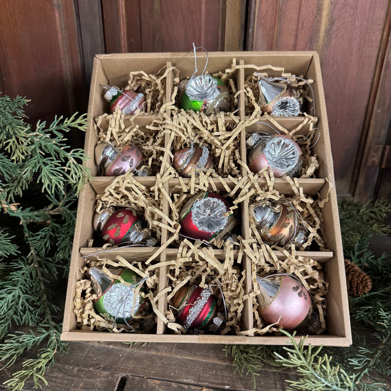 Vintage Christmas Ornaments - Set of 12