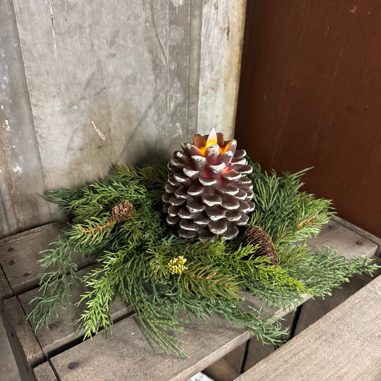 Cedar and Spruce Candle Ring - 4.5"