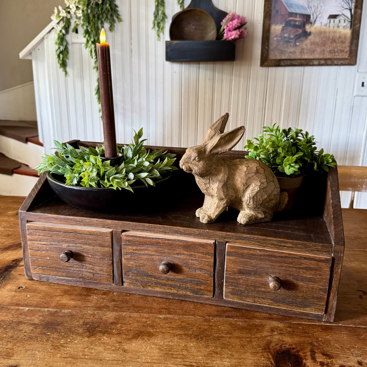 Countertop Organizer | Rustic Brown | 3- Drawer
