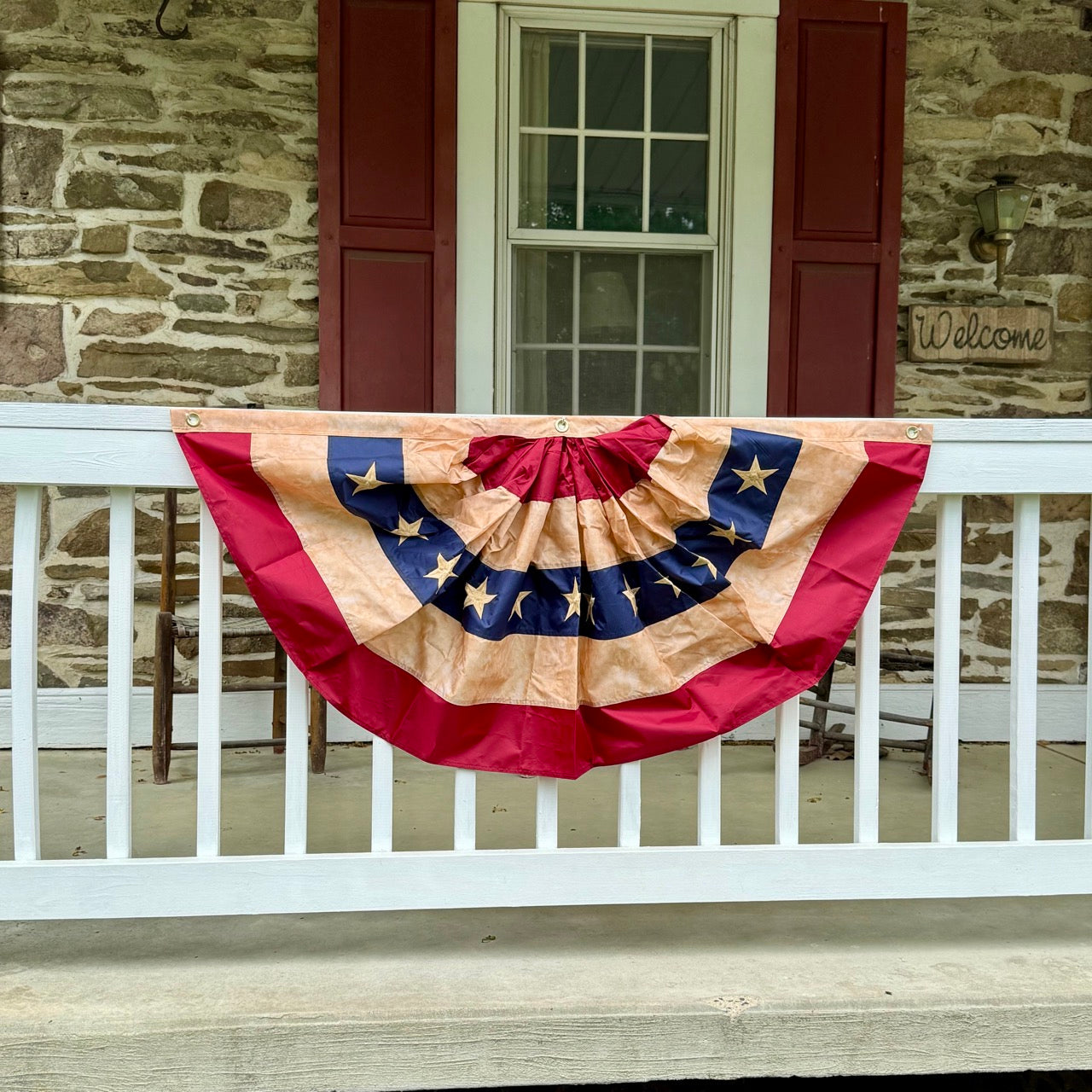 Tea-Stained Americana Bunting| Memorial Day Picnic Decor 48" X 24"