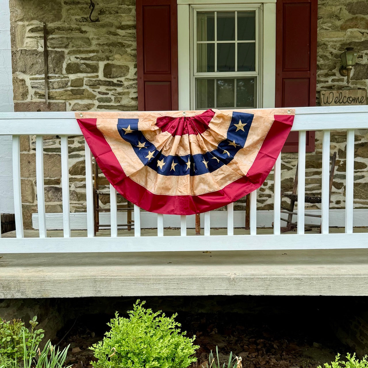 Tea-Stained Americana Bunting| Memorial Day Picnic Decor 48" X 24"