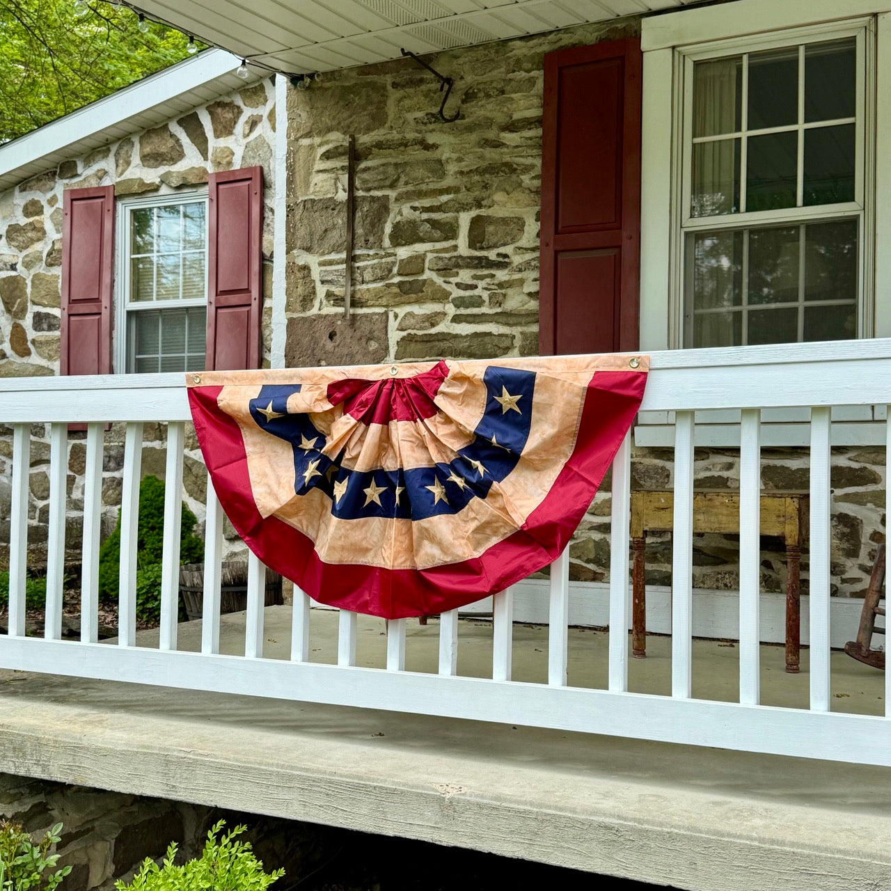 Tea-Stained Americana Bunting| Memorial Day Picnic Decor 48" X 24"