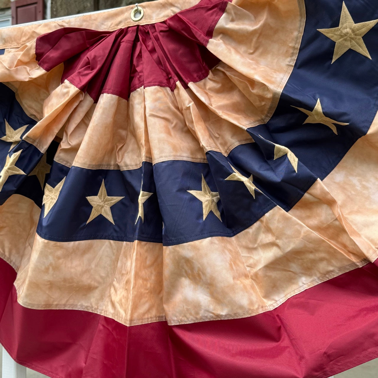 Tea-Stained Americana Bunting| Memorial Day Picnic Decor 48" X 24"