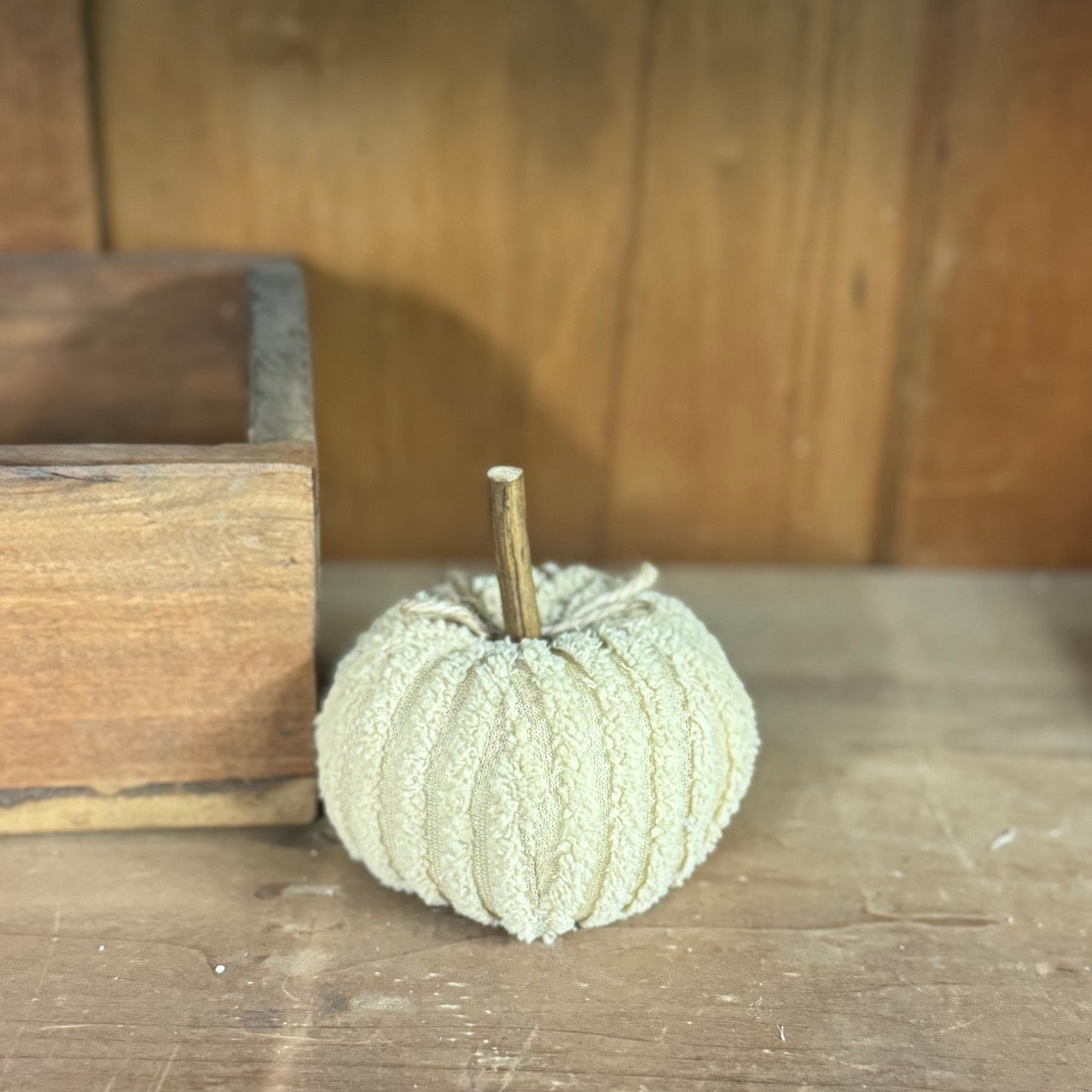Mini Beige Chenille Pumpkin