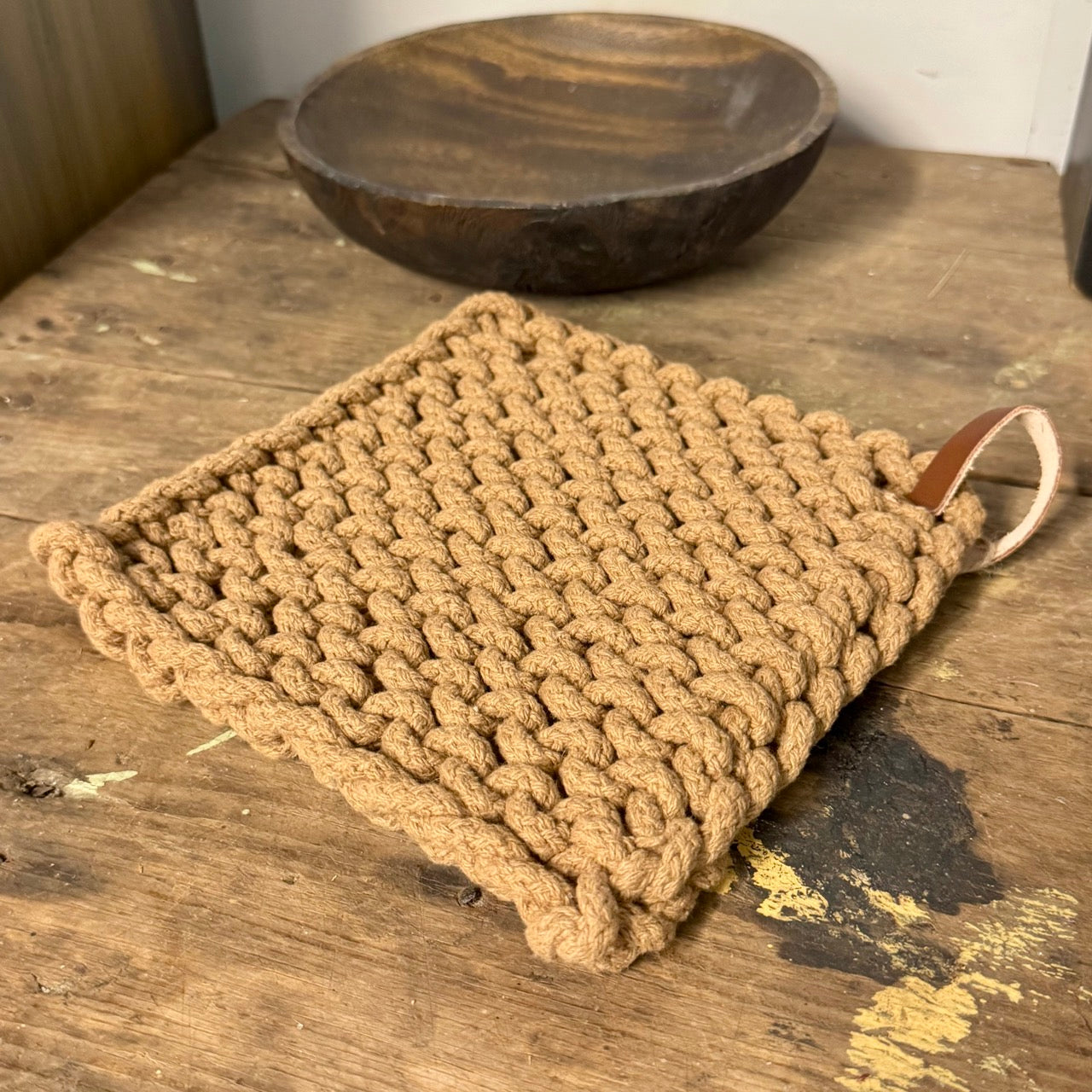 Knitted Hot Pad - Tan
