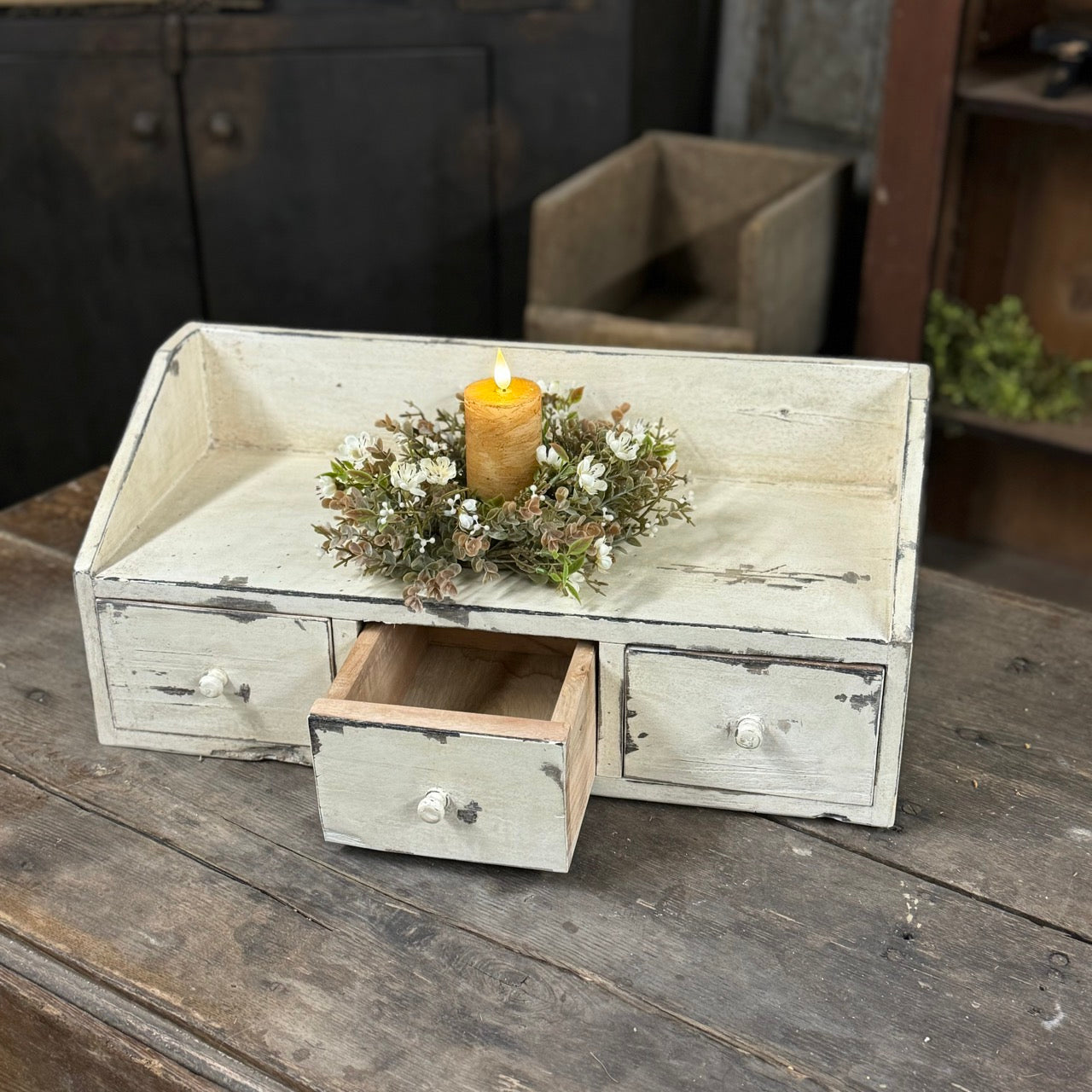 Countertop Organizer | Rustic Cream | 3- Drawer