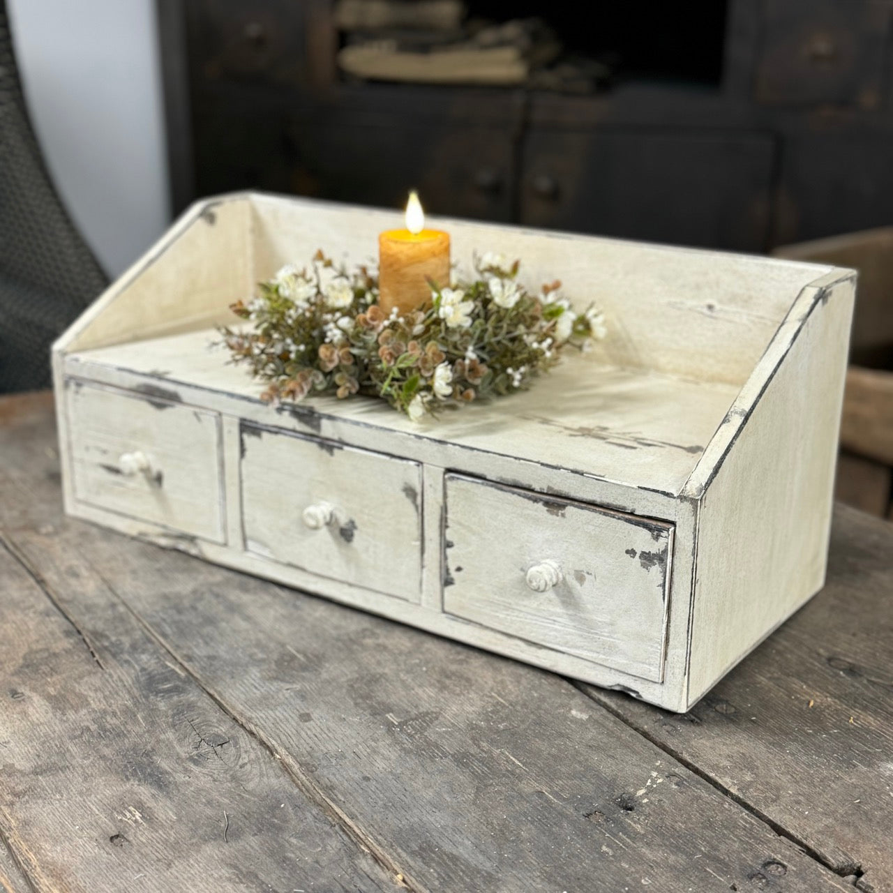 Countertop Organizer | Rustic Cream | 3- Drawer