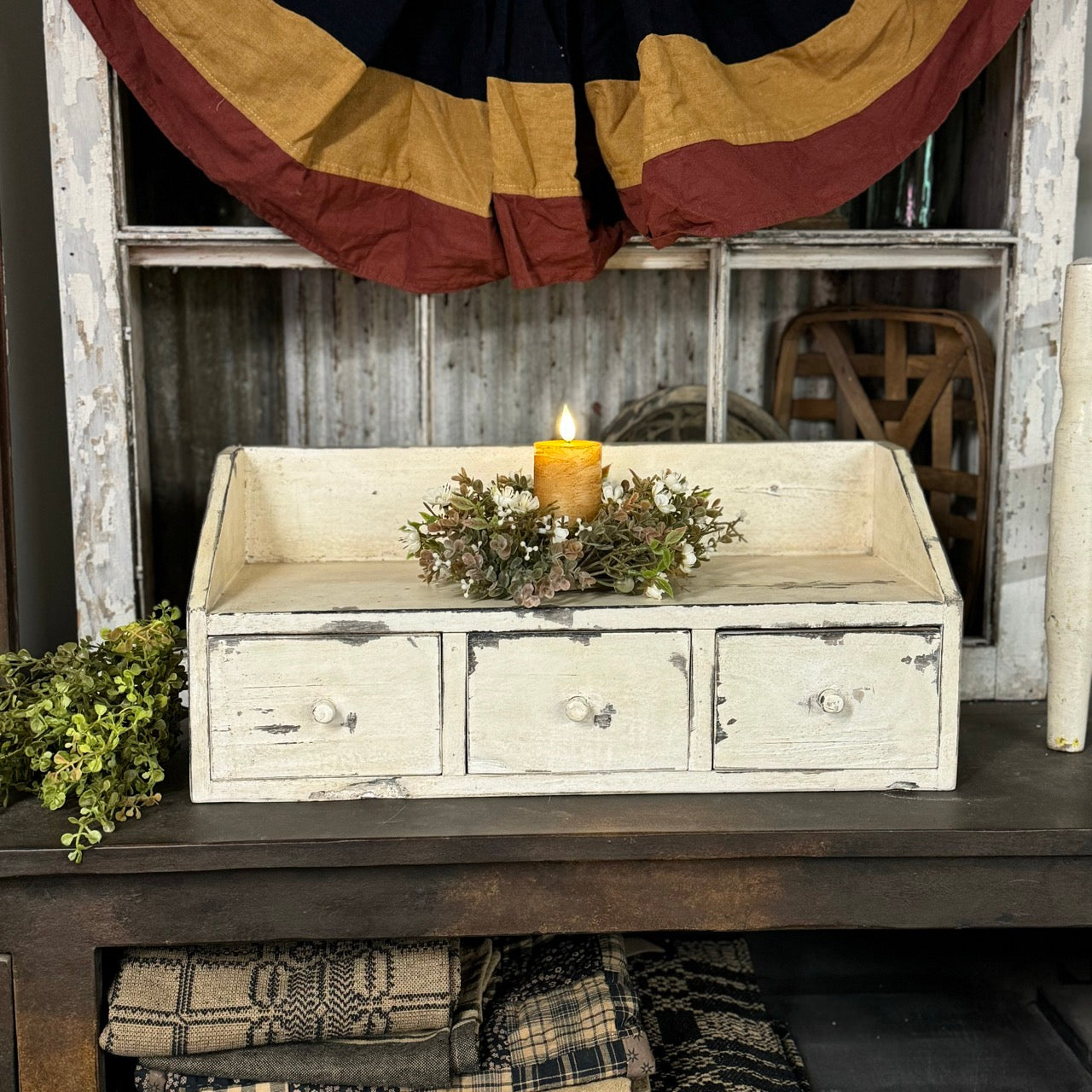 Countertop Organizer | Rustic Cream | 3- Drawer