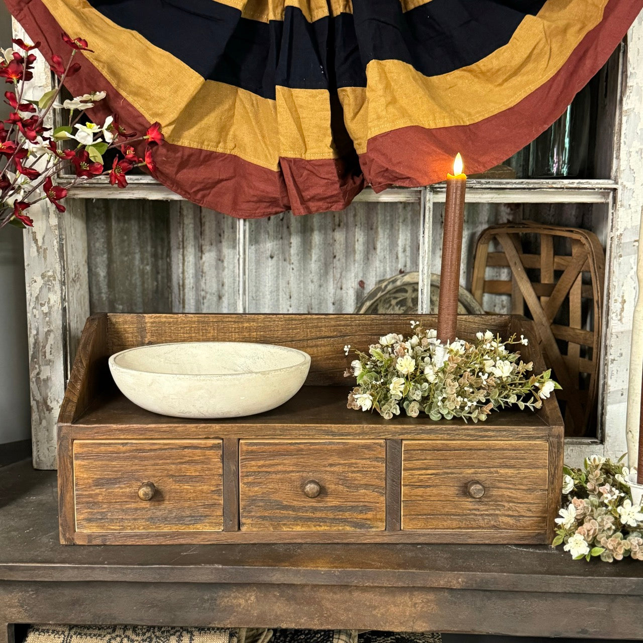 Countertop Organizer | Rustic Brown | 3- Drawer