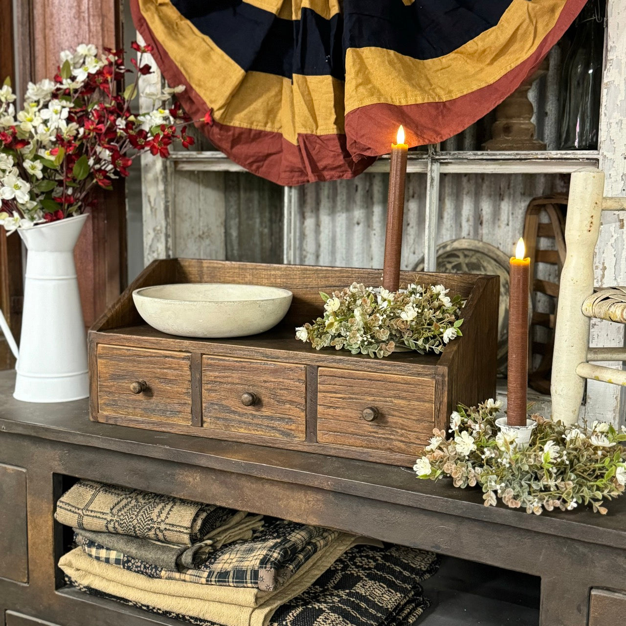 Countertop Organizer | Rustic Brown | 3- Drawer