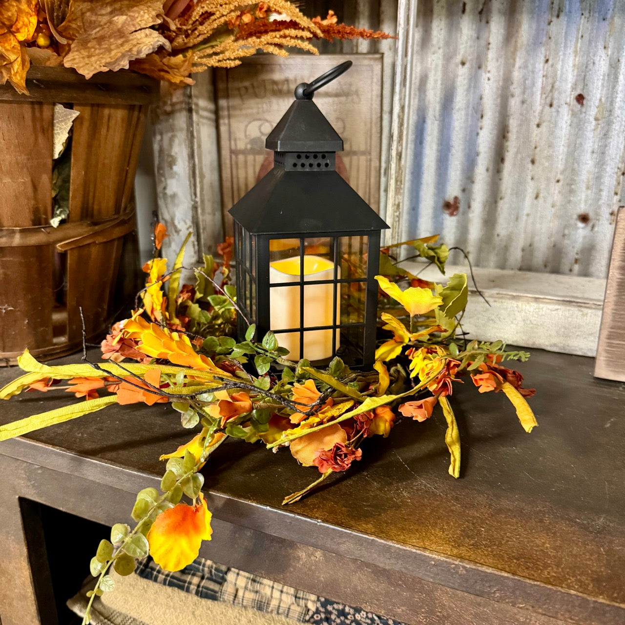 Colonial Candle Lantern w/Fall Candle Ring