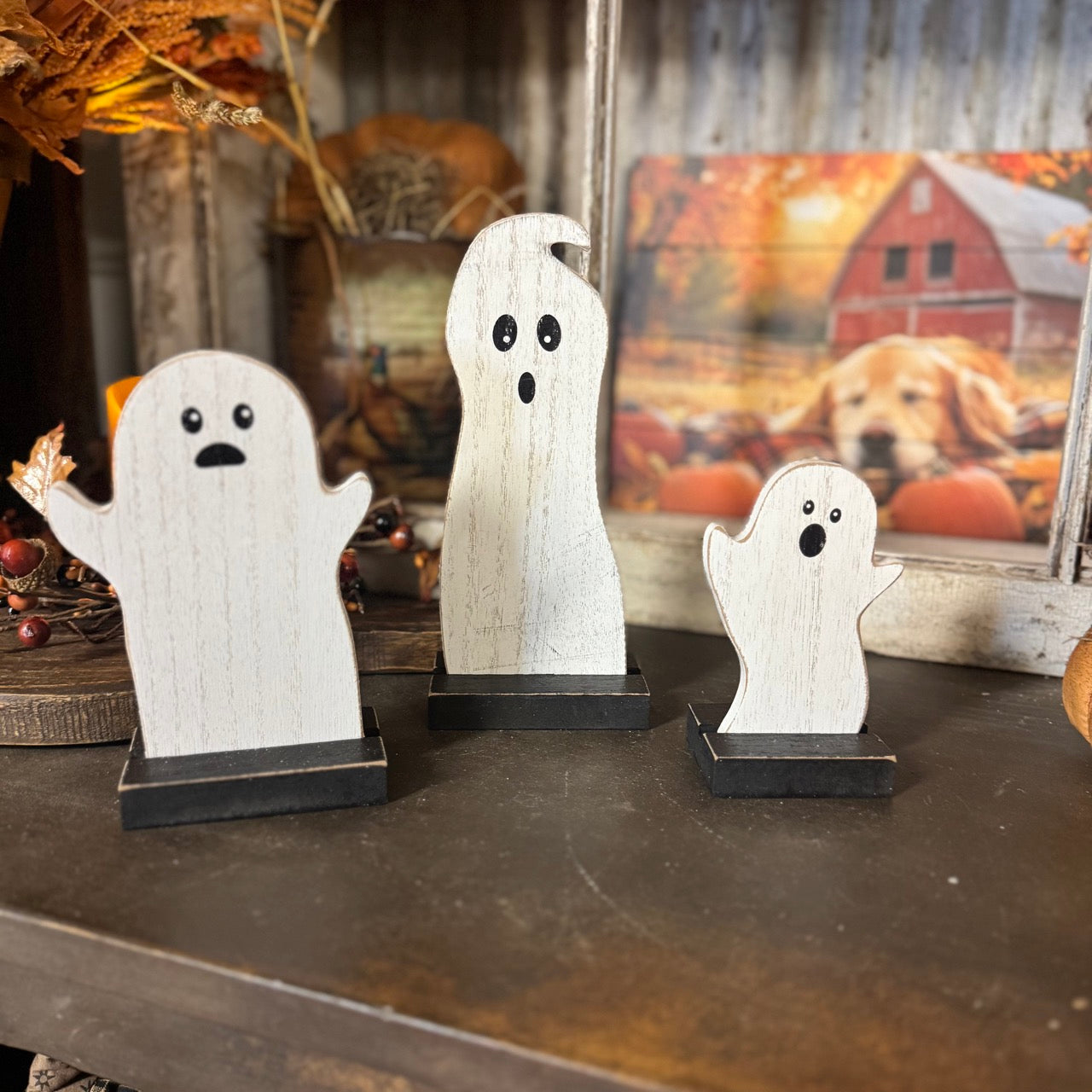 The Boo Crew - Set of 3 Wooden Ghosts