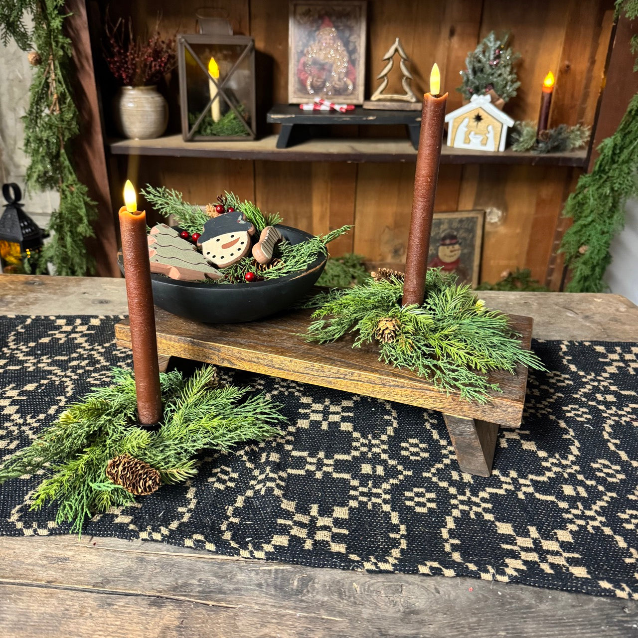 Cedar & Spruce Pine Candle Rings 2" - Set of 2