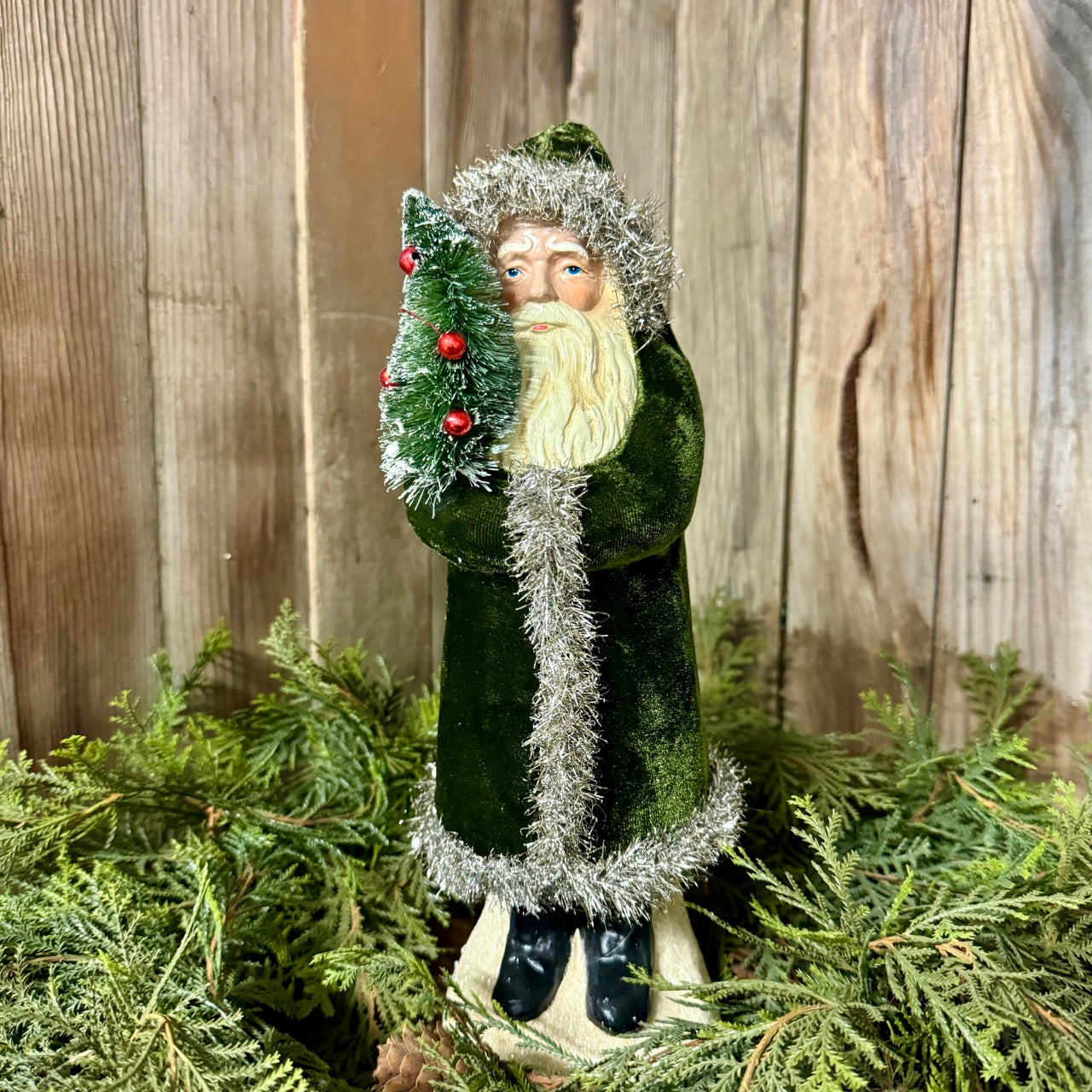 Santa w/tree - Dark Green