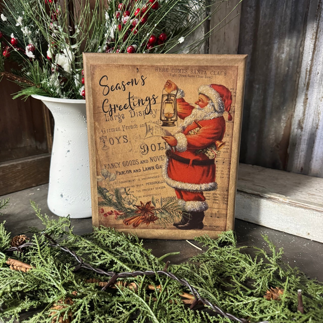 Santa's Season Greetings - Canvas Sign