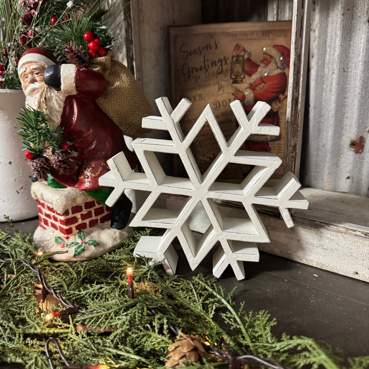 Wooden White Snowflake
