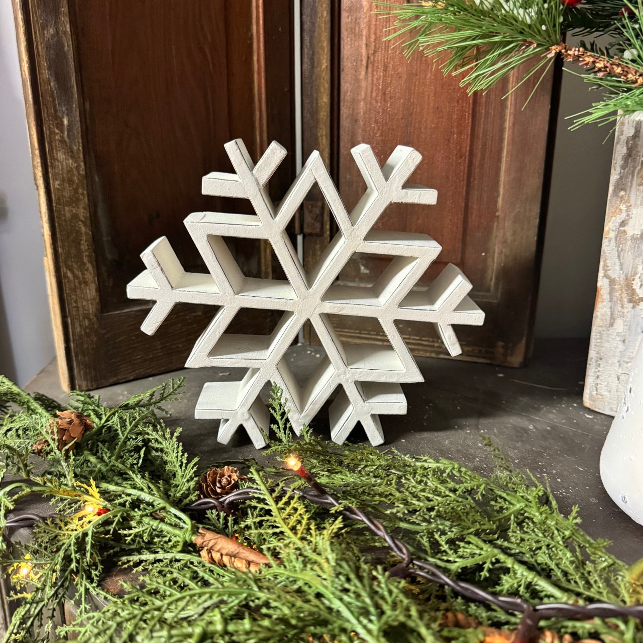 Wooden White Snowflake