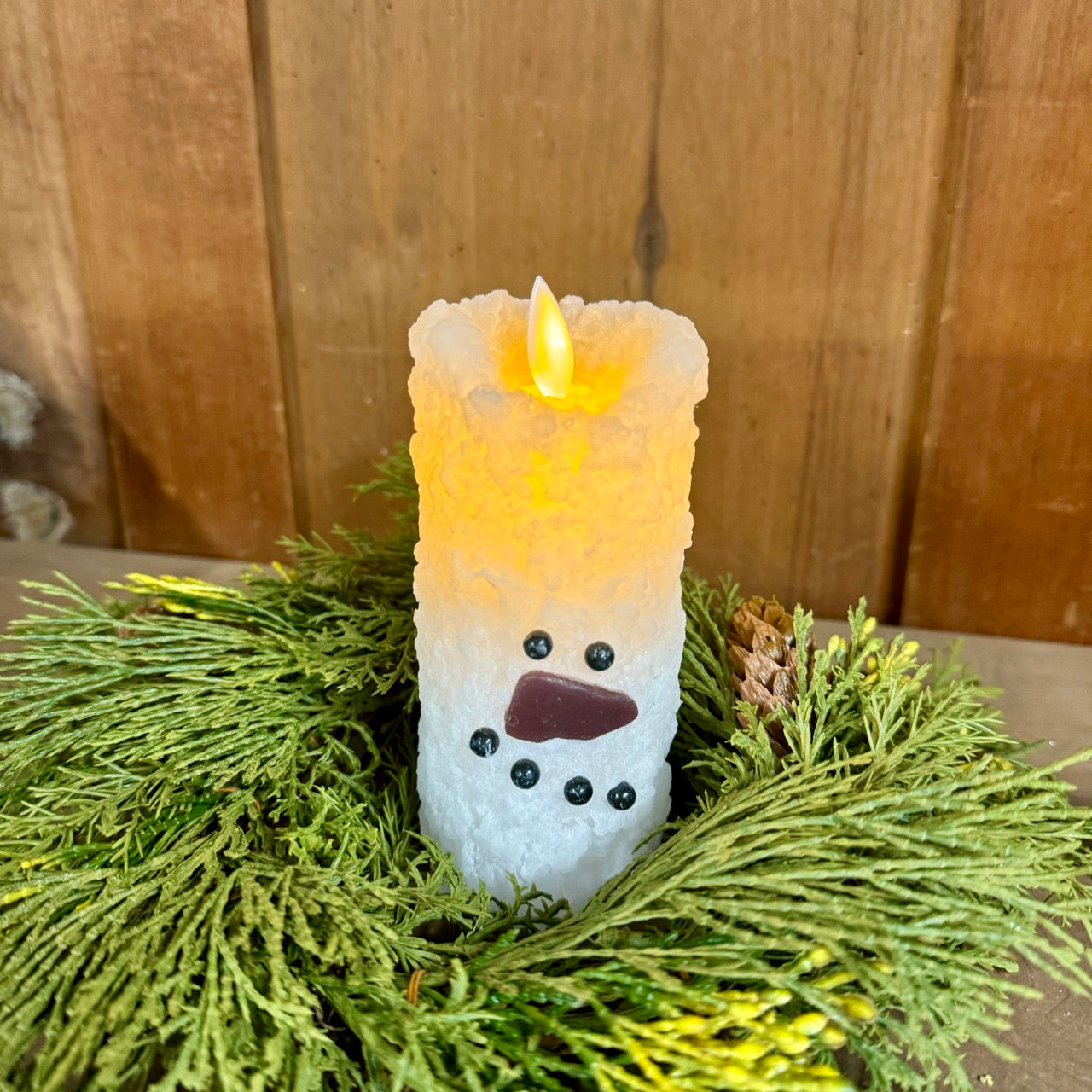 Snowman Votive Candle - Moving Flame