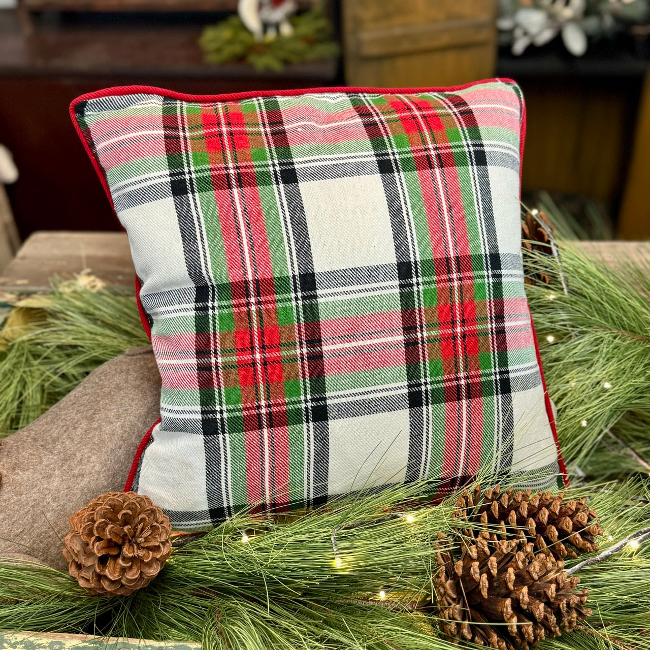 Plaid Christmas Pillow