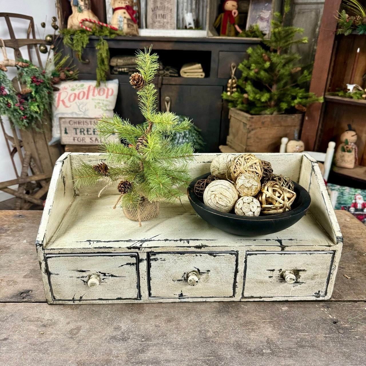 Countertop Organizer | Rustic Cream | 3- Drawer