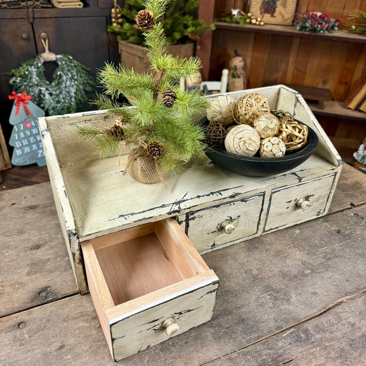 Countertop Organizer | Rustic Cream | 3- Drawer