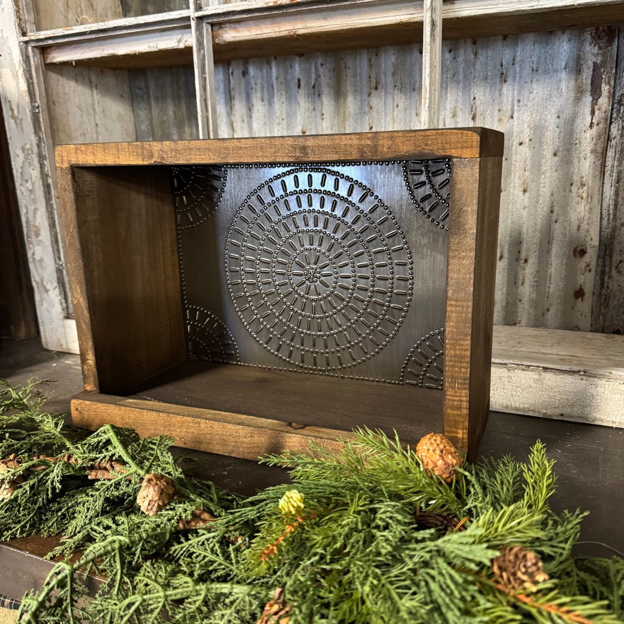 Tin Box - Horizontal - Rustic Brown Finish