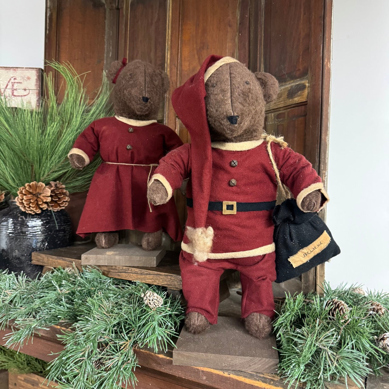 Noah & Noel - Handmade Mr. & Mrs. Santa Claus Bears