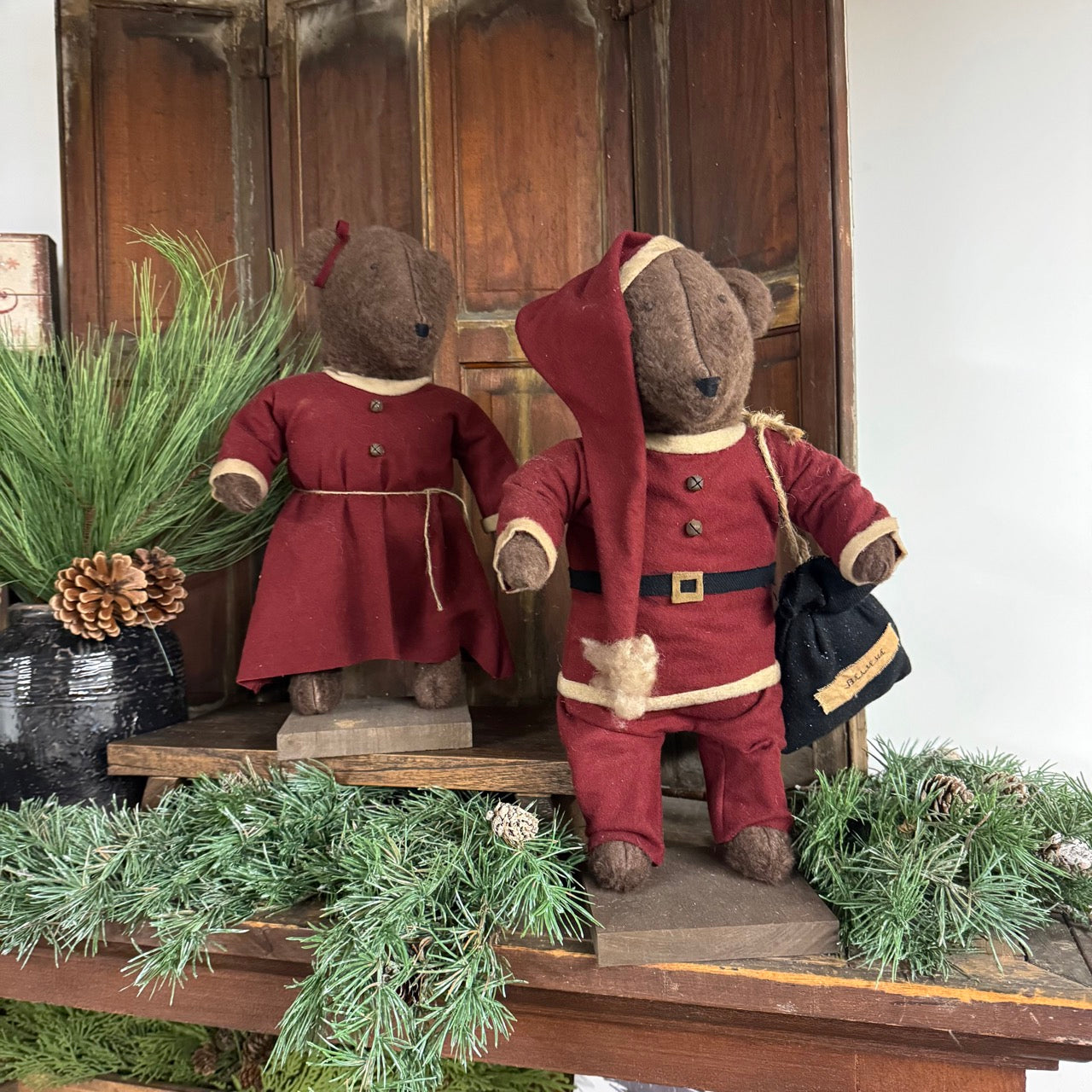 Noah & Noel - Handmade Mr. & Mrs. Santa Claus Bears