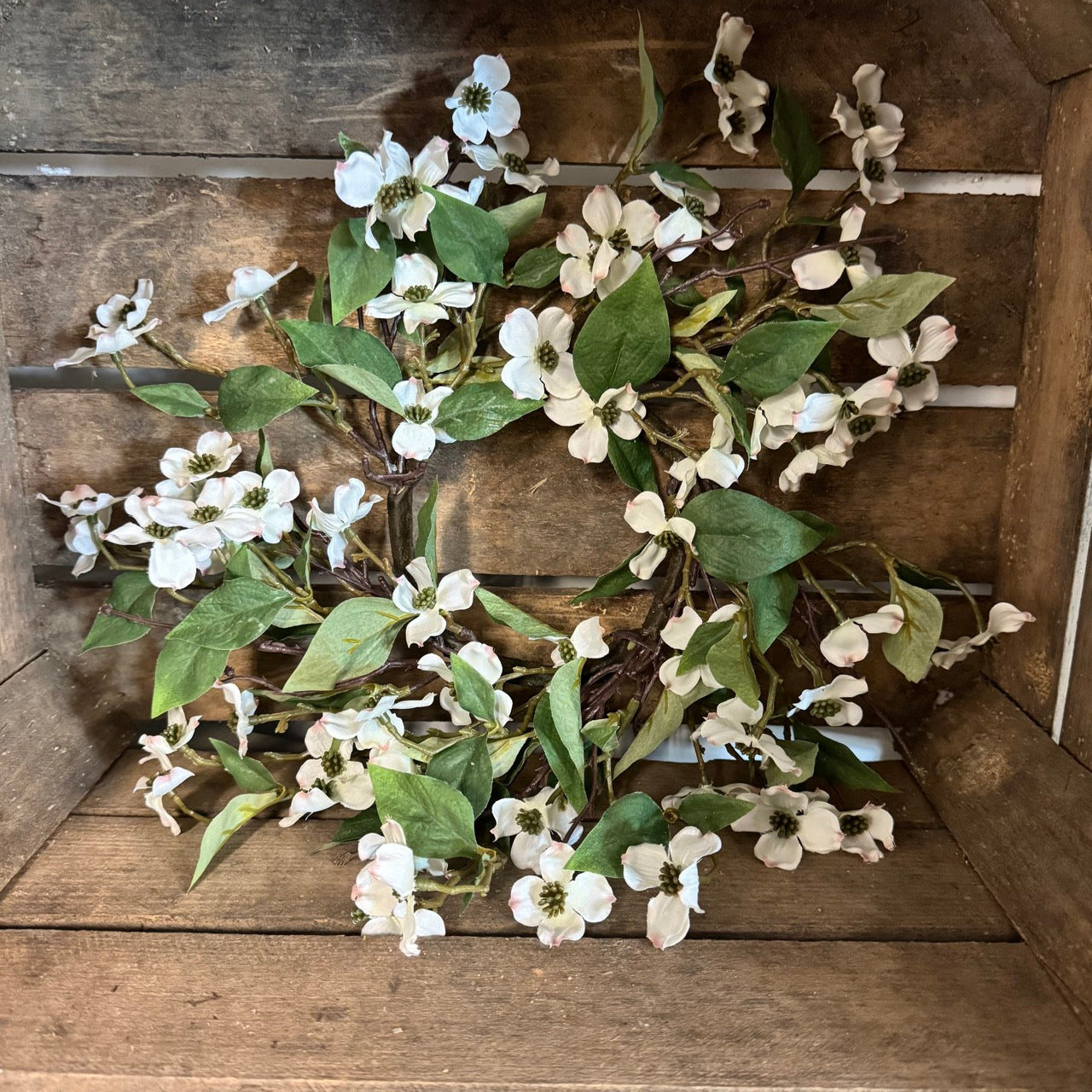 White Dogwood Candle Ring