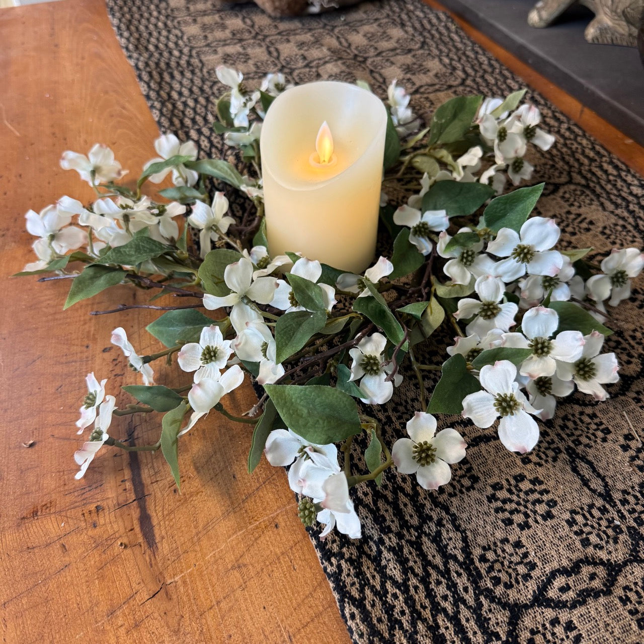 White Dogwood Candle Ring