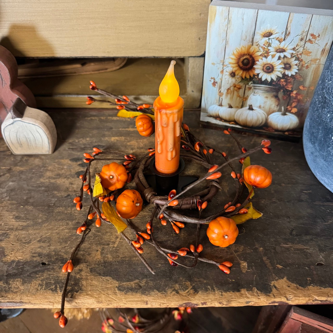 Pumpkin Field Candle Rings - Set of 2