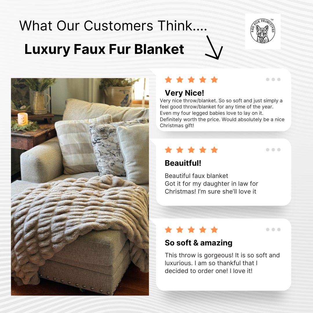 Tan Luxury Faux Fur Throw Blanket - BUY 1 or Set of 2!