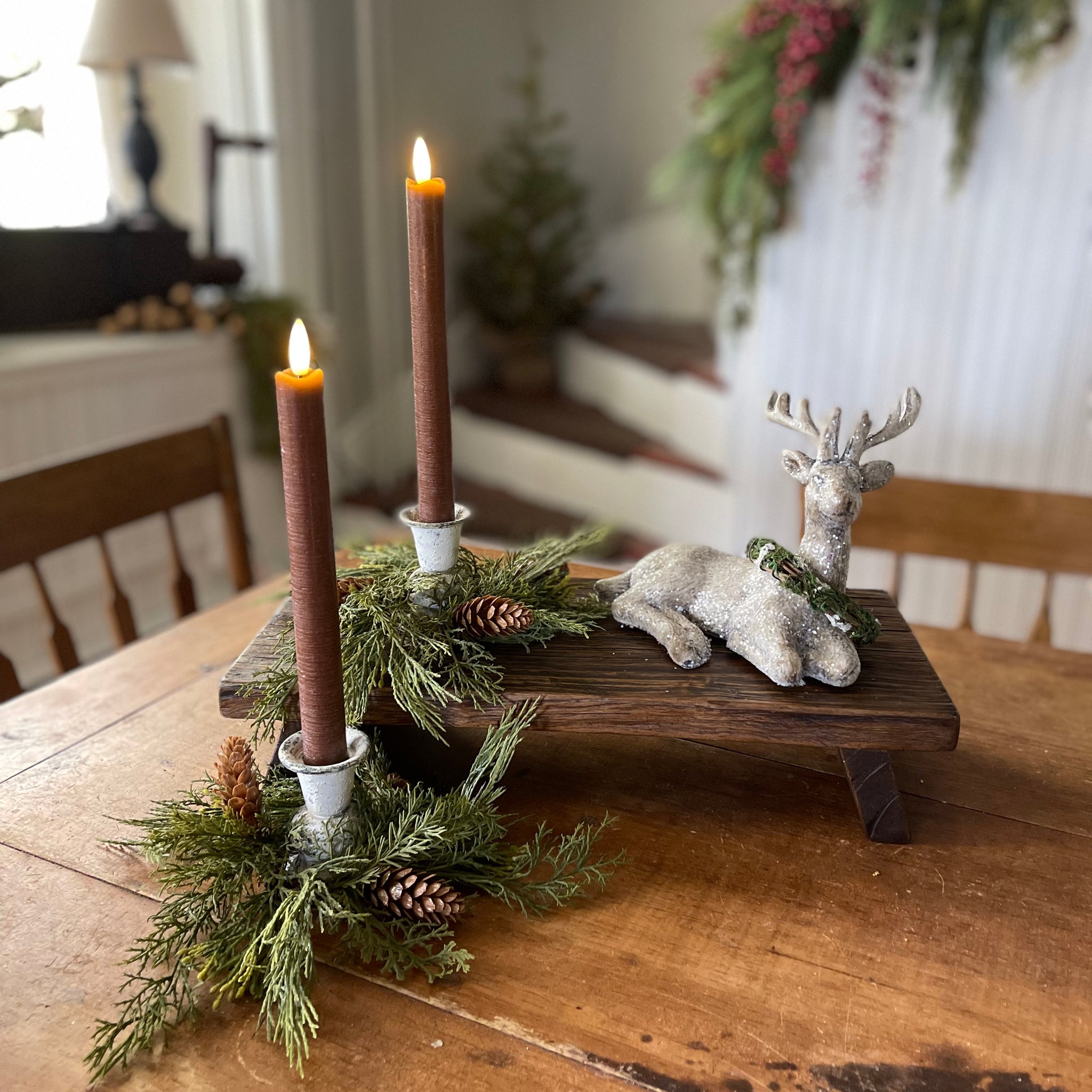 3" Rustic White Candle Holders | Set of 2