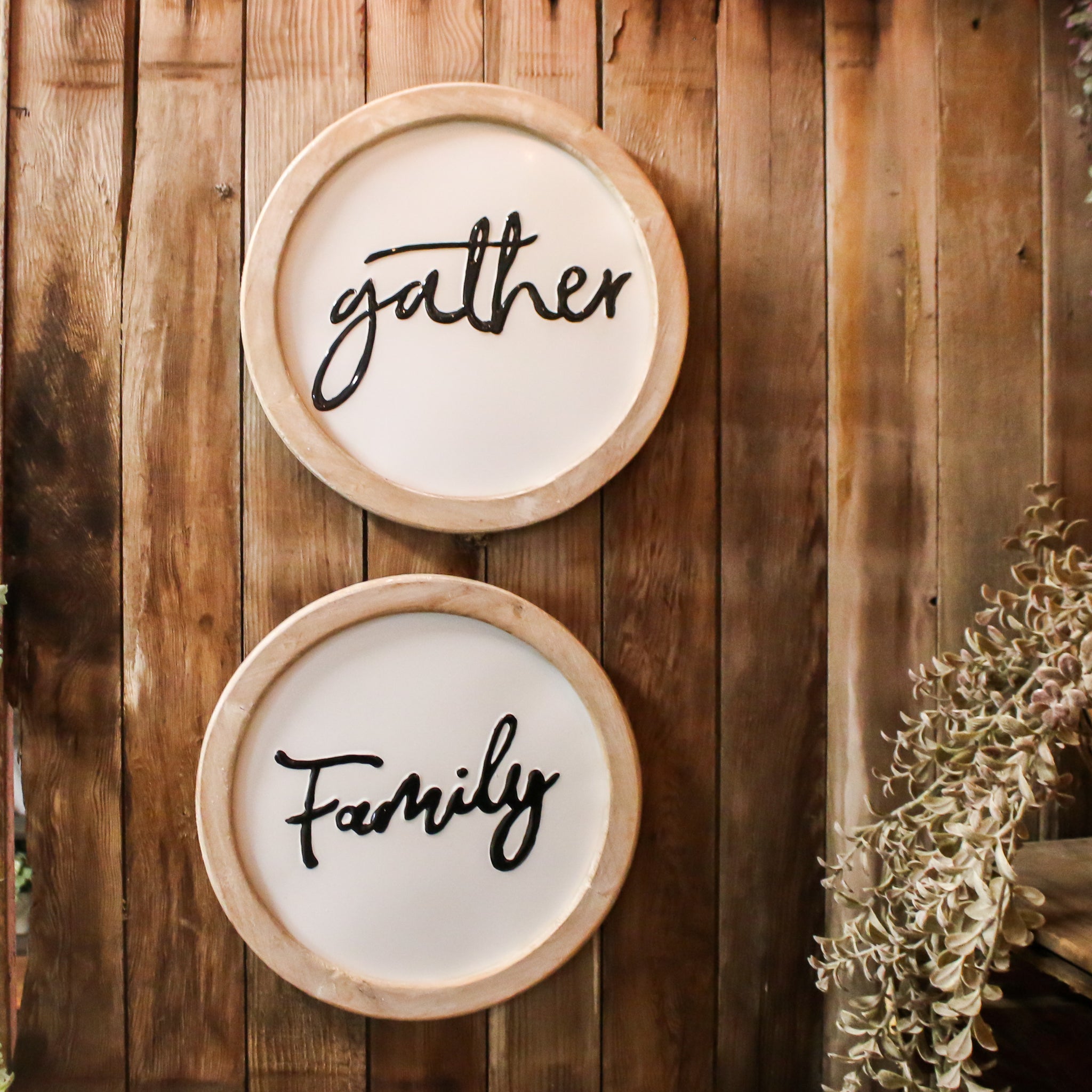 Family Gather Wall Signs-  Set of 2
