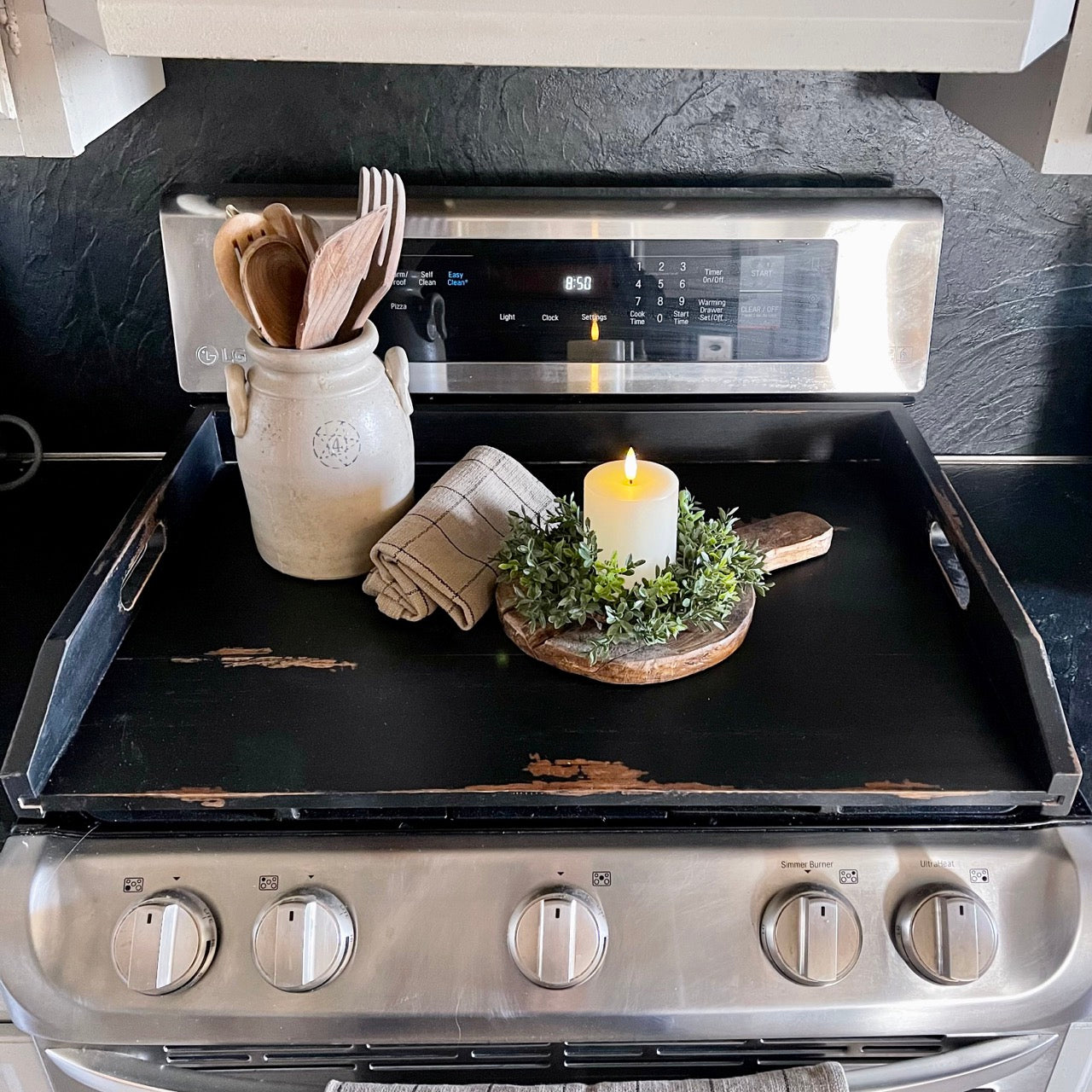 Stove Top Cover - Rustic Black w/FREE Candle Ring for Limited Time