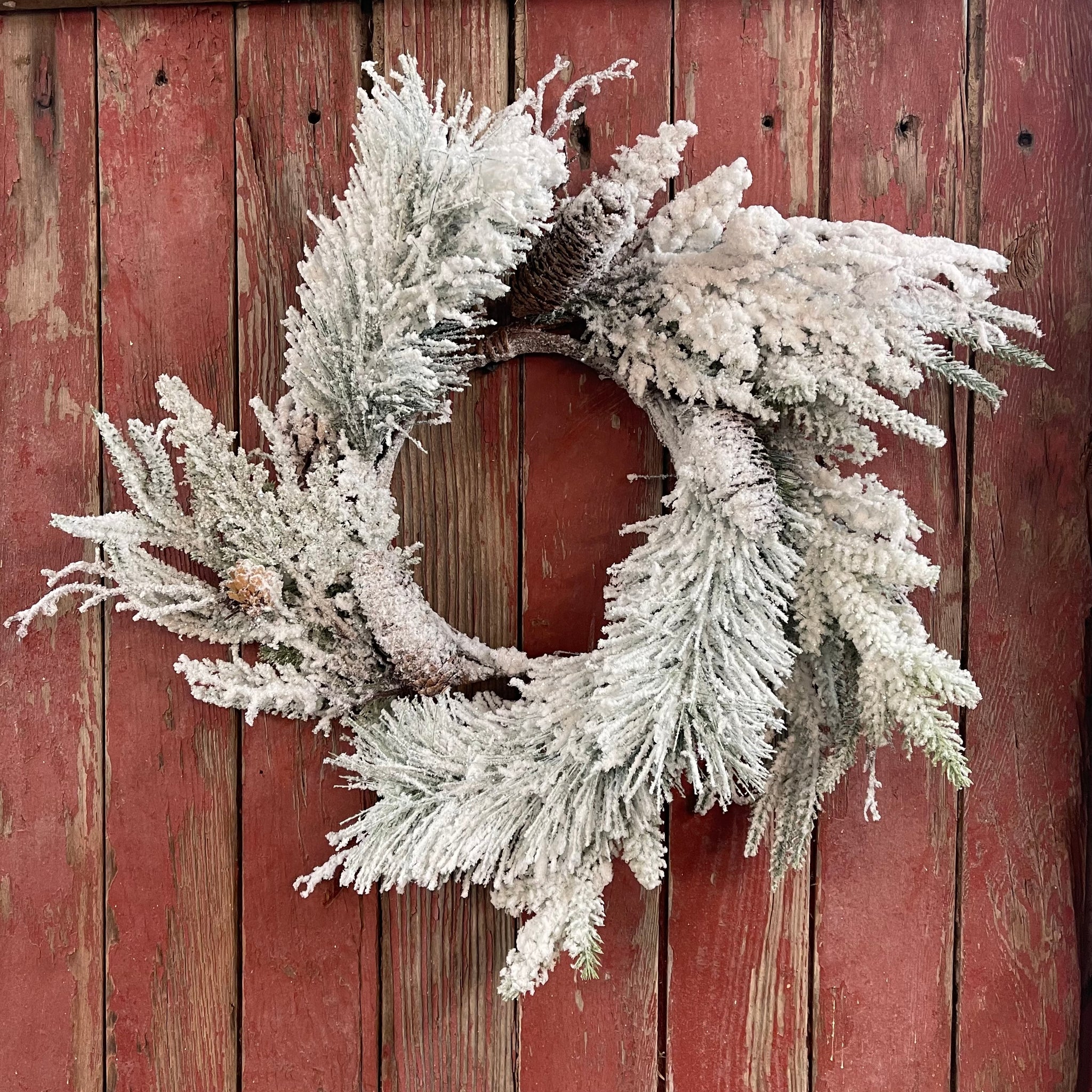 Winter Snow Wreath | Flocked Candle Ring | Winter Decor