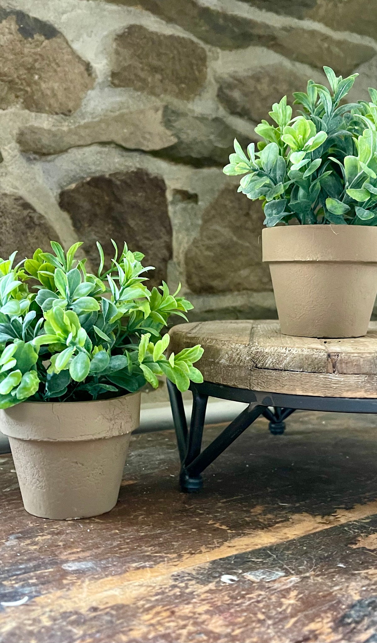 Faux Potted Herbs Set of 2 Red Fox Primitives