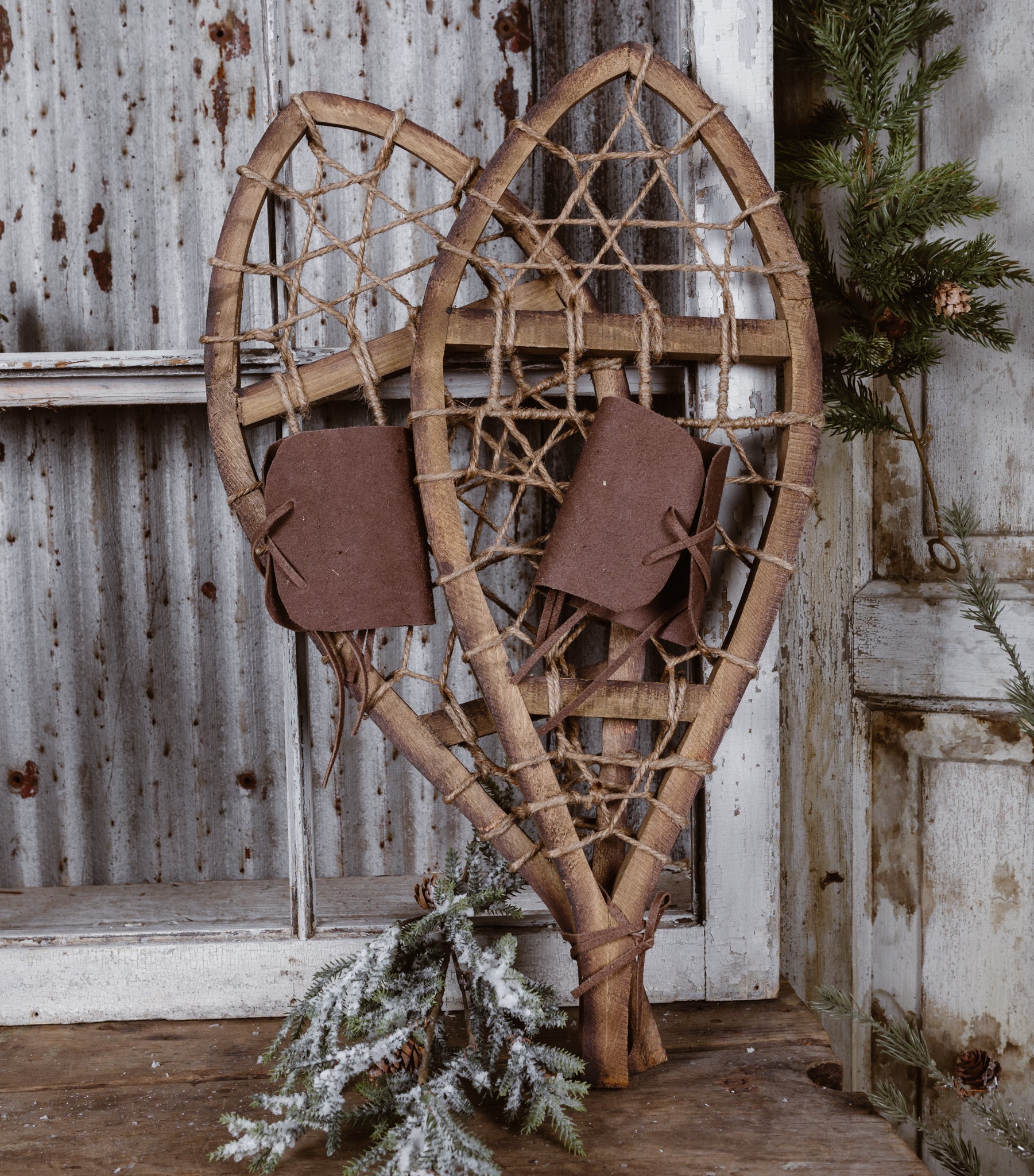 Wooden Snow Shoes Set - Winter Decor