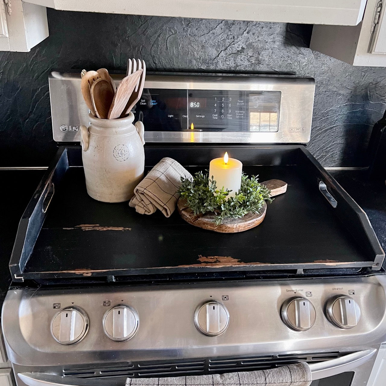 Stove Top Cover - Rustic Black w/FREE Candle Ring for Limited Time!